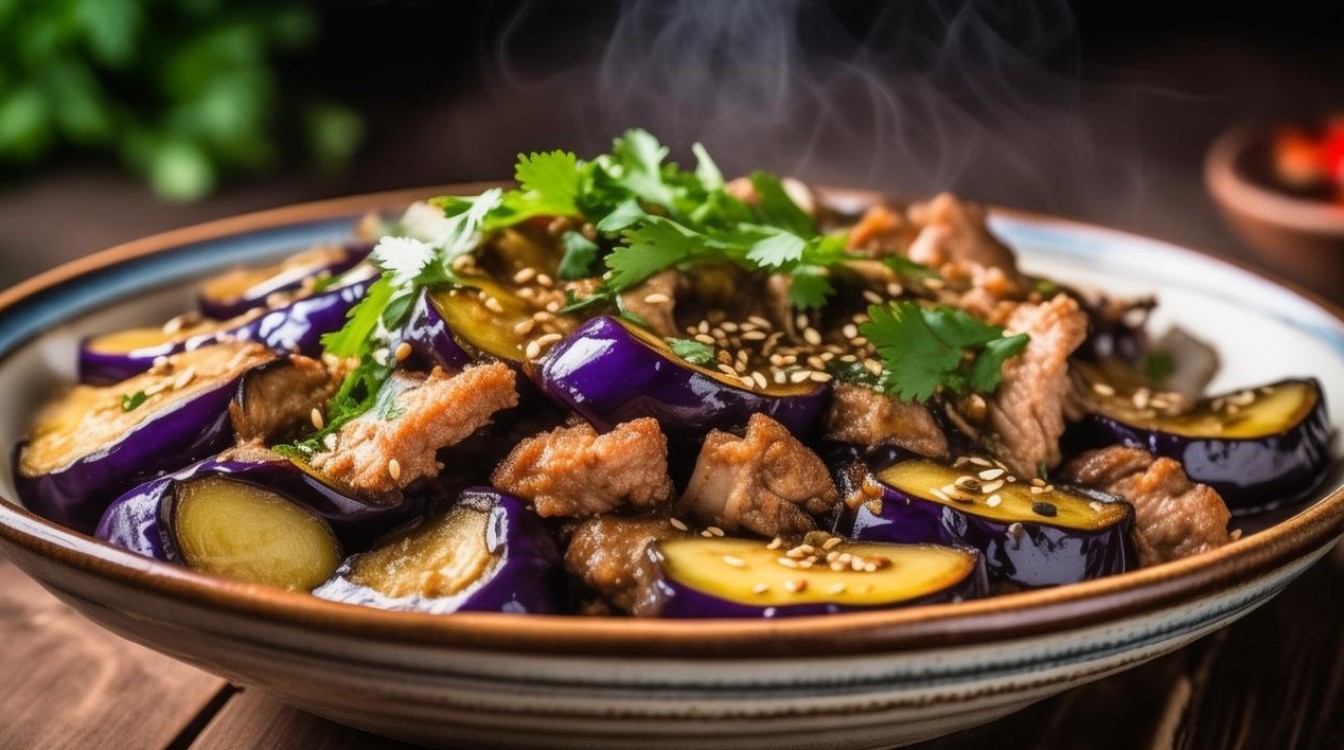 家常菜茄子炒肉