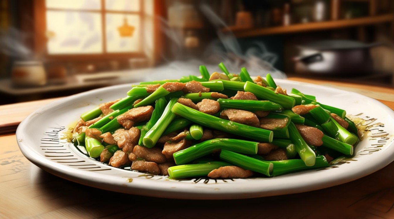 蒜苔炒肉家常